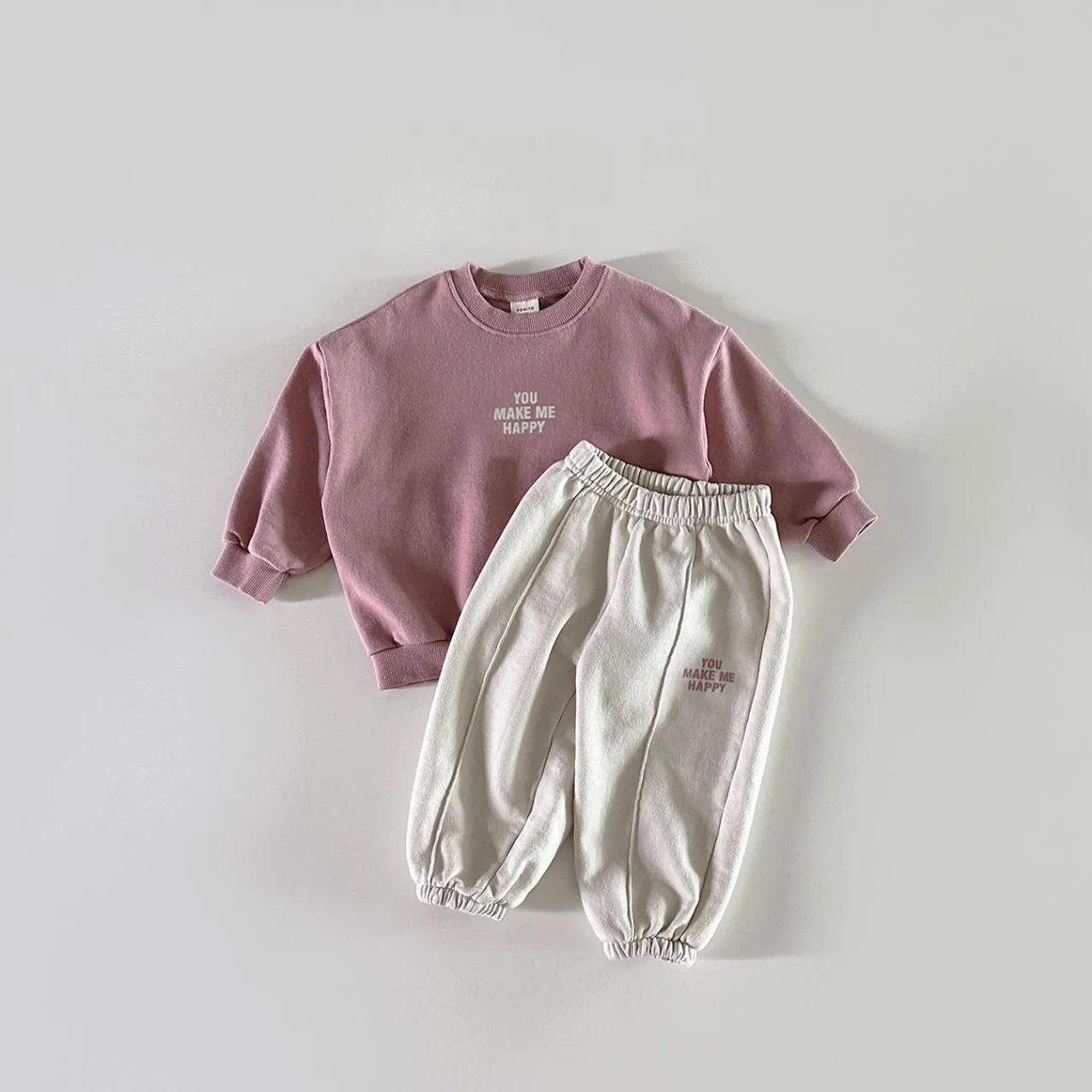 Toddler 'YOU MAKE ME HAPPY' Sweatshirt and Jogger Pants Set (6m-6y) - 2 Colors