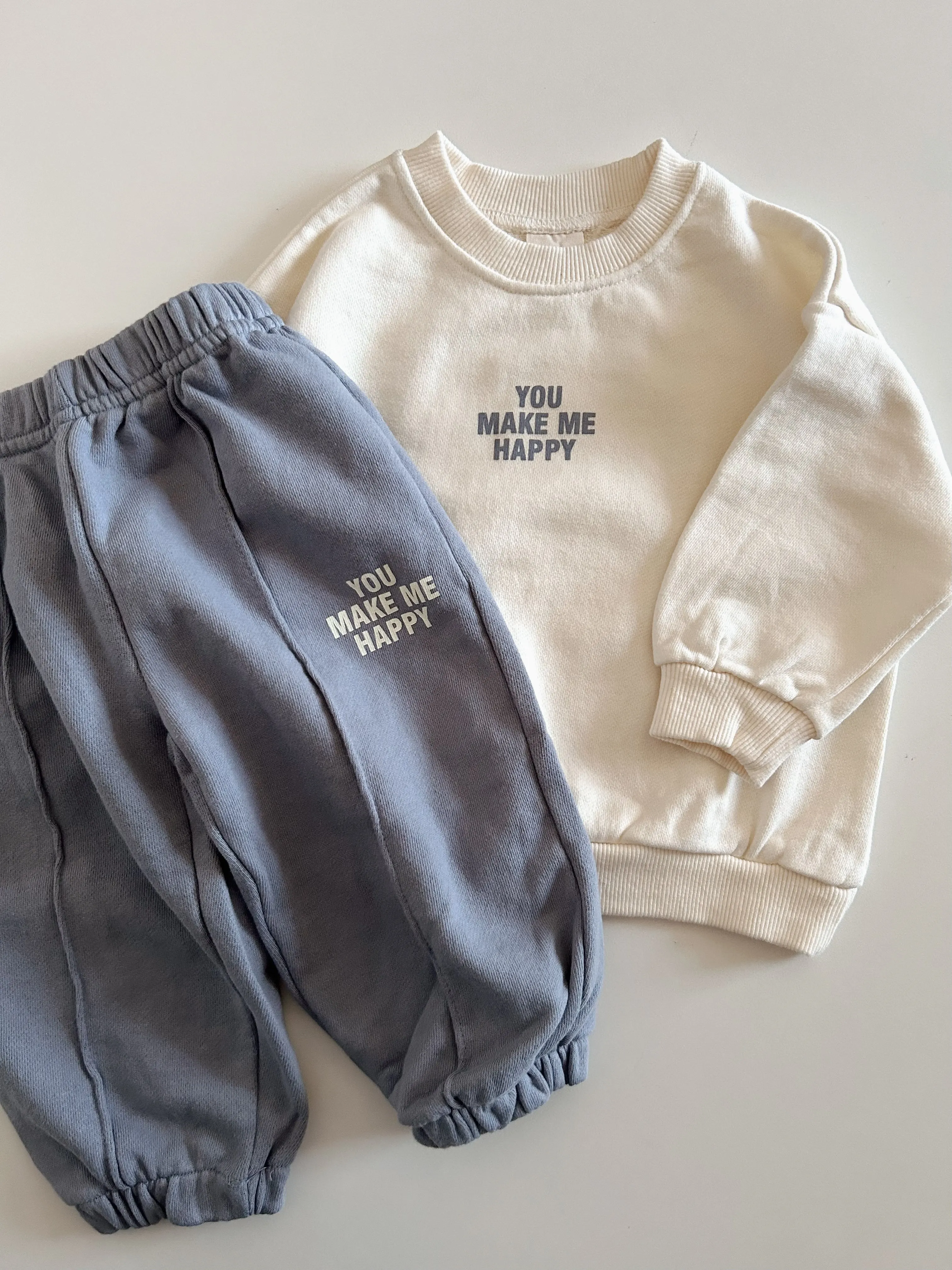 Toddler 'YOU MAKE ME HAPPY' Sweatshirt and Jogger Pants Set (6m-6y) - 2 Colors