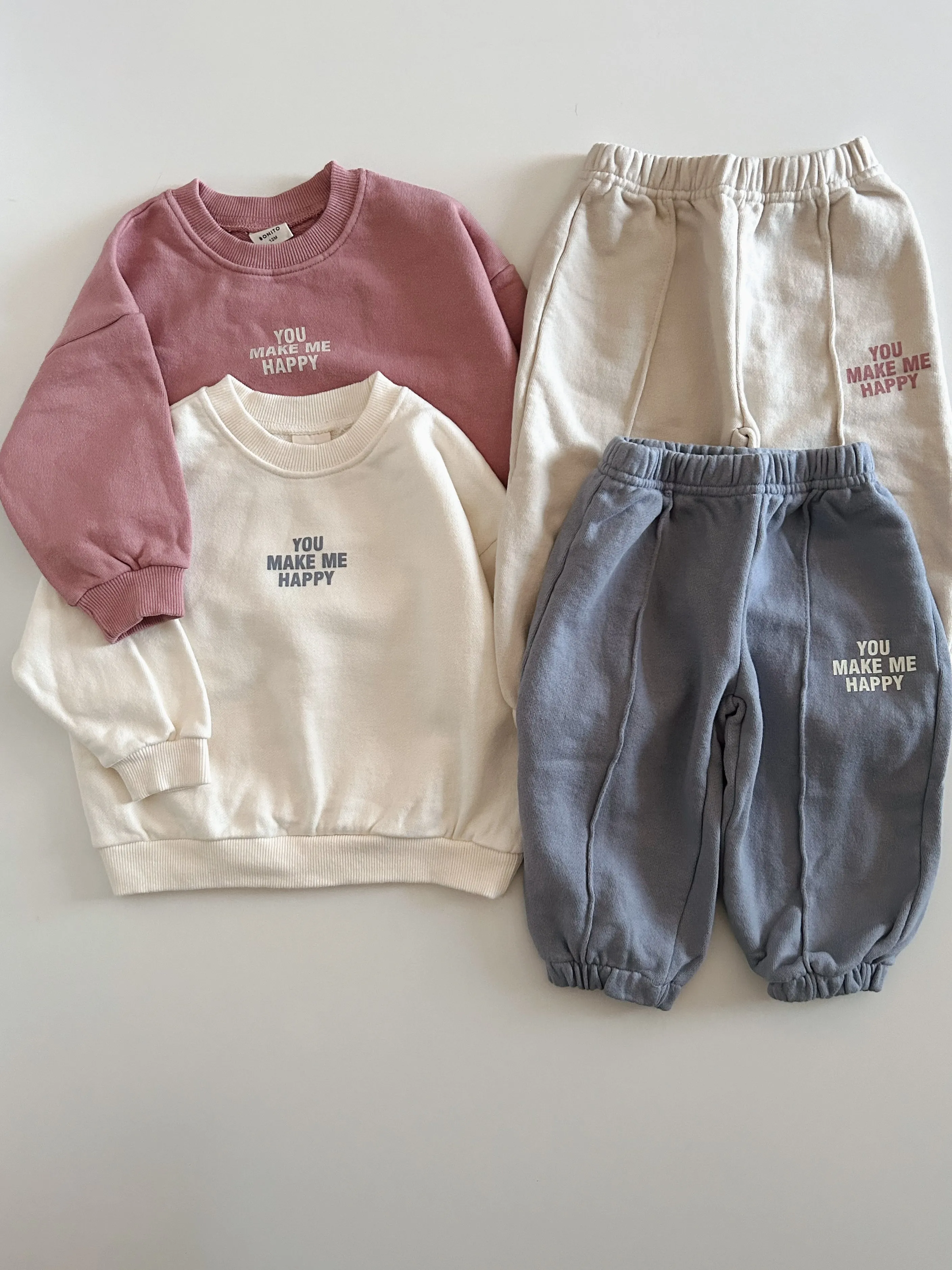 Toddler 'YOU MAKE ME HAPPY' Sweatshirt and Jogger Pants Set (6m-6y) - 2 Colors