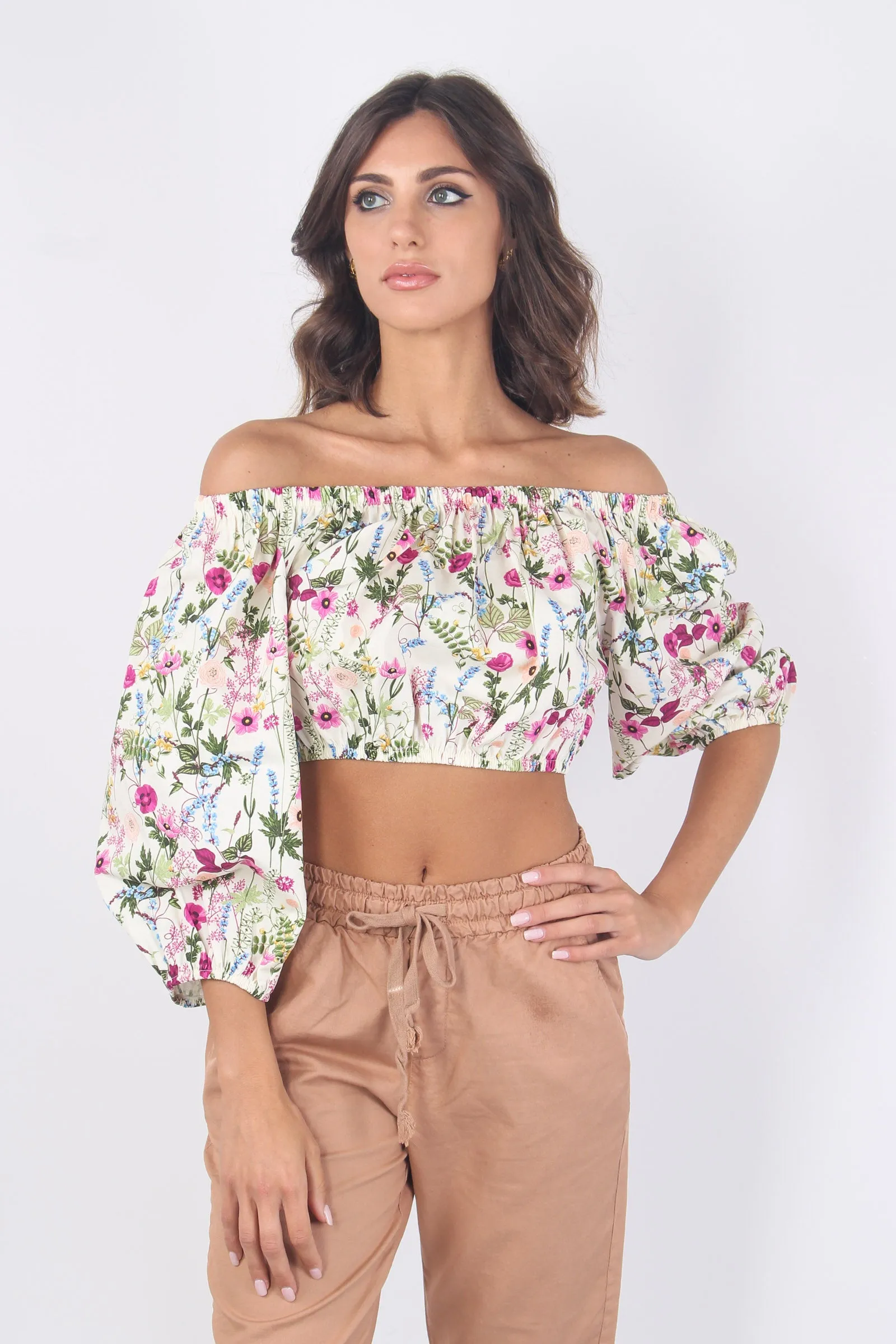 Top Fantasia Panna/fiori