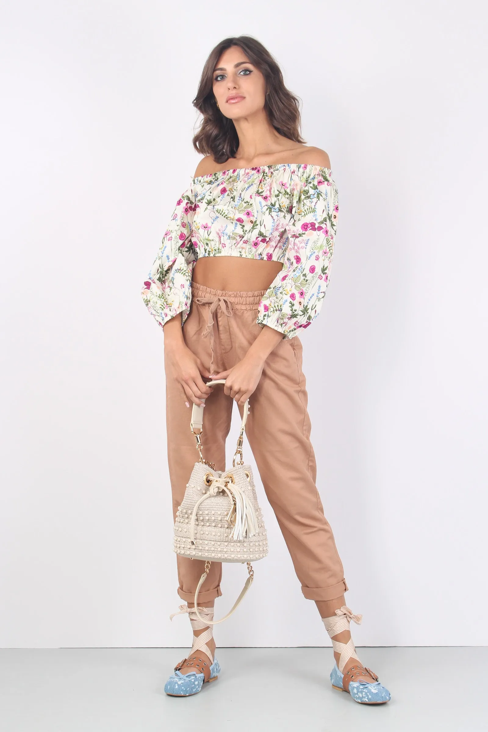 Top Fantasia Panna/fiori