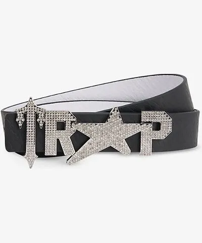 Trapstar Mens Clear Crystal Y2K reversible leather belt