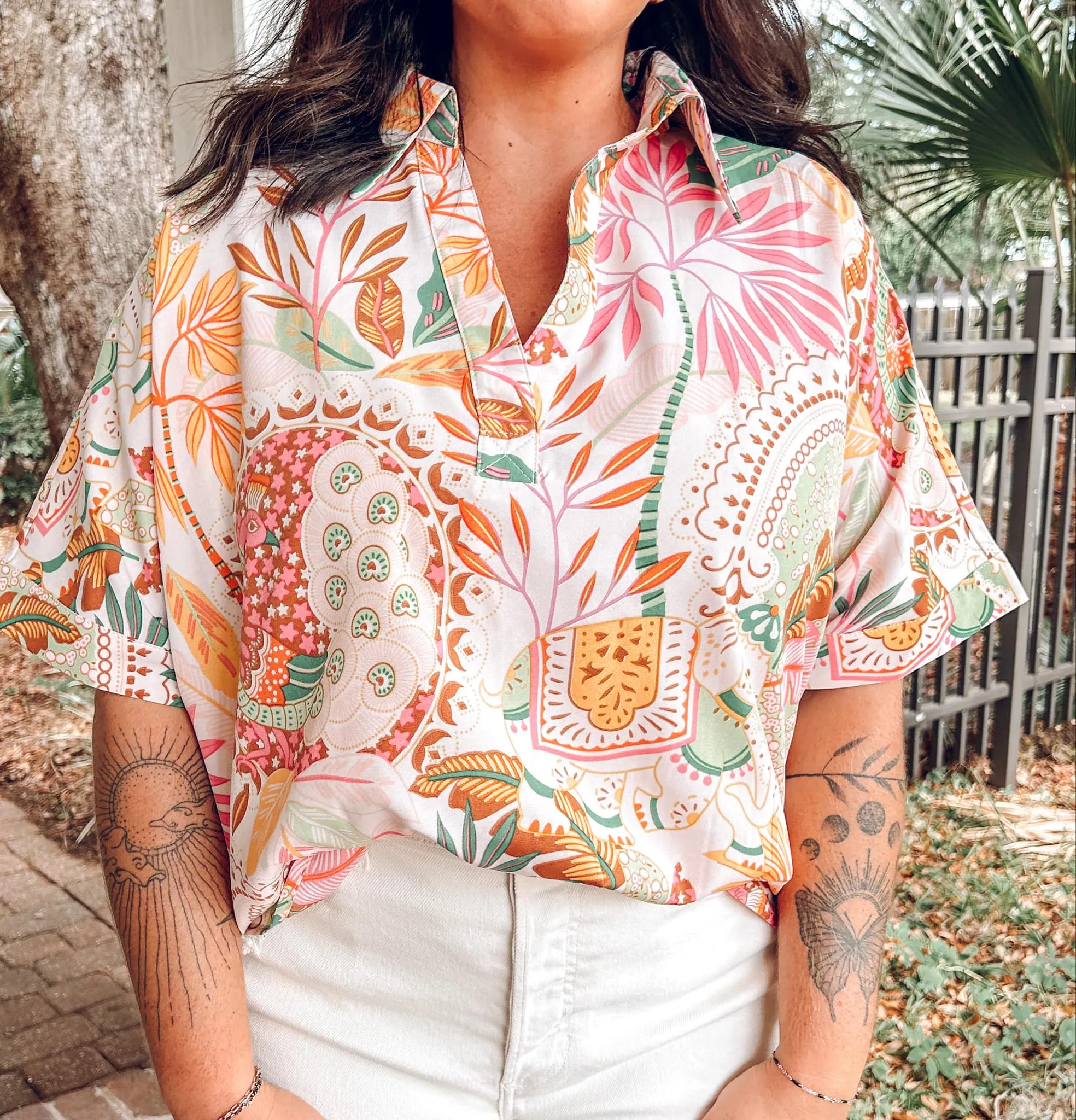 Tropic Collar Top | Multi