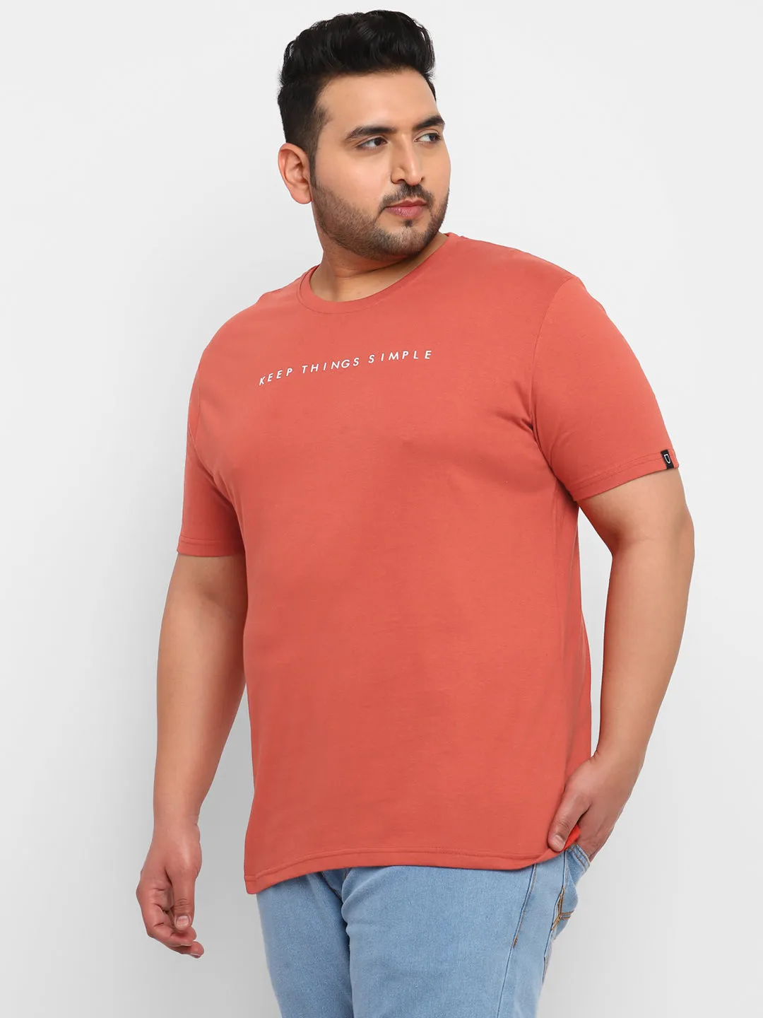 Urbano Plus Men's Orange Graphic Printed Half Sleeve Regular Fit Cotton T-Shirt