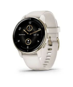 Venu 2 Plus Cream Gold Stainless Steel Bezel with Ivory Case and Silicone Band