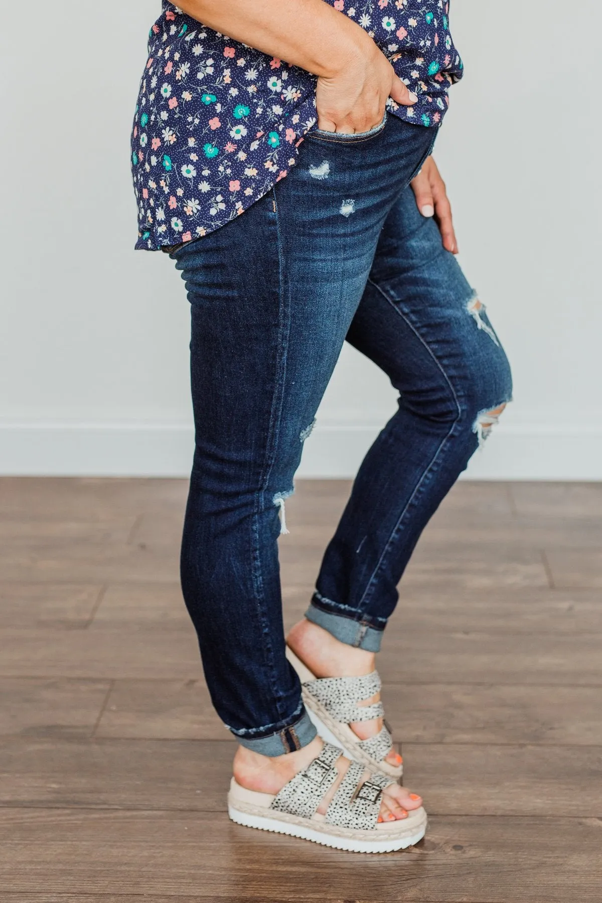 Vervet Mid-Rise Skinny Jeans- Dark Karina Wash