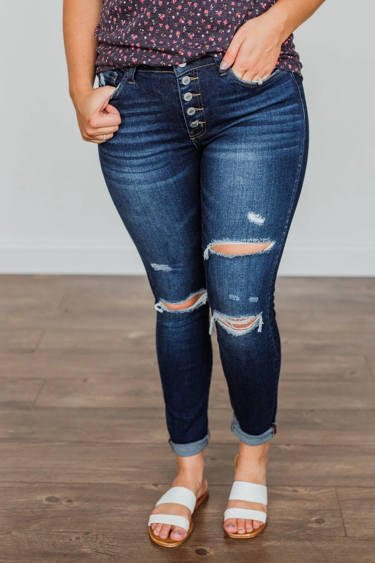 Vervet Mid-Rise Skinny Jeans- Dark Karina Wash