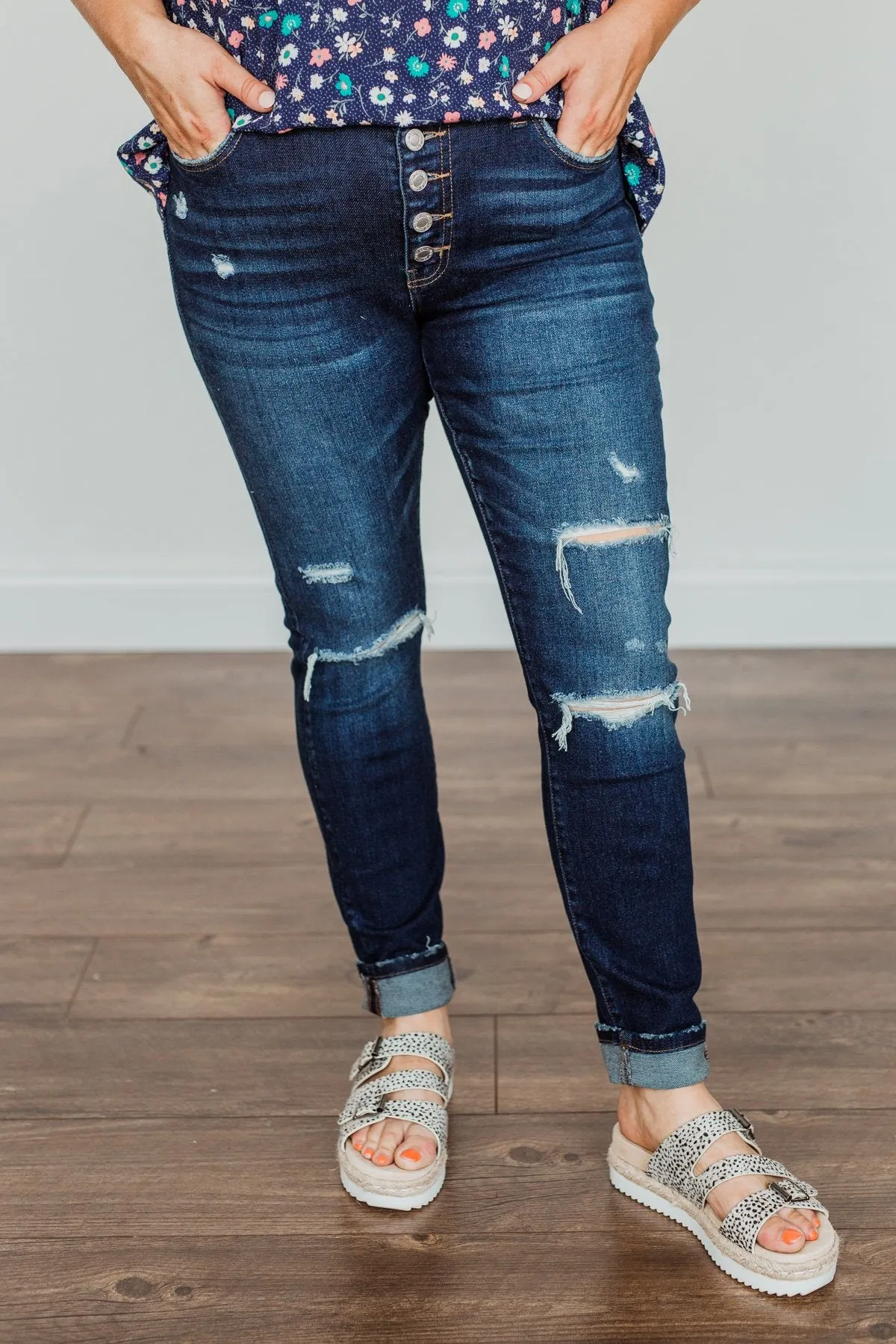 Vervet Mid-Rise Skinny Jeans- Dark Karina Wash