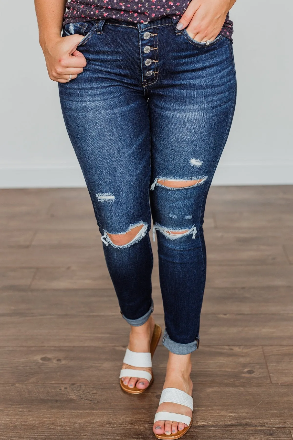 Vervet Mid-Rise Skinny Jeans- Dark Karina Wash