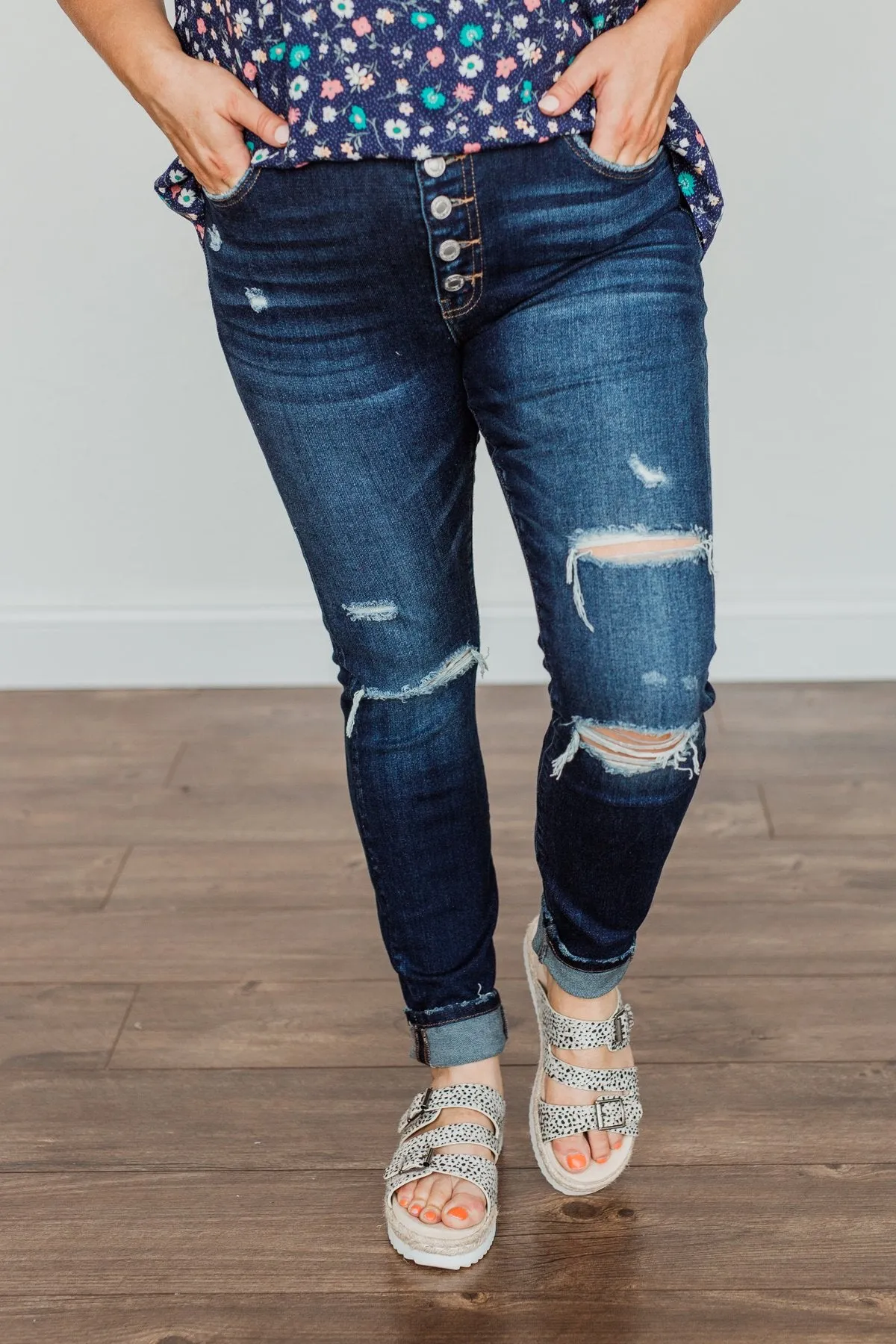 Vervet Mid-Rise Skinny Jeans- Dark Karina Wash