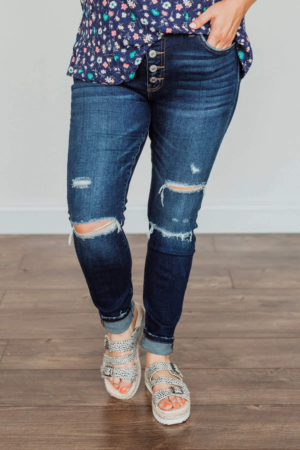 Vervet Mid-Rise Skinny Jeans- Dark Karina Wash