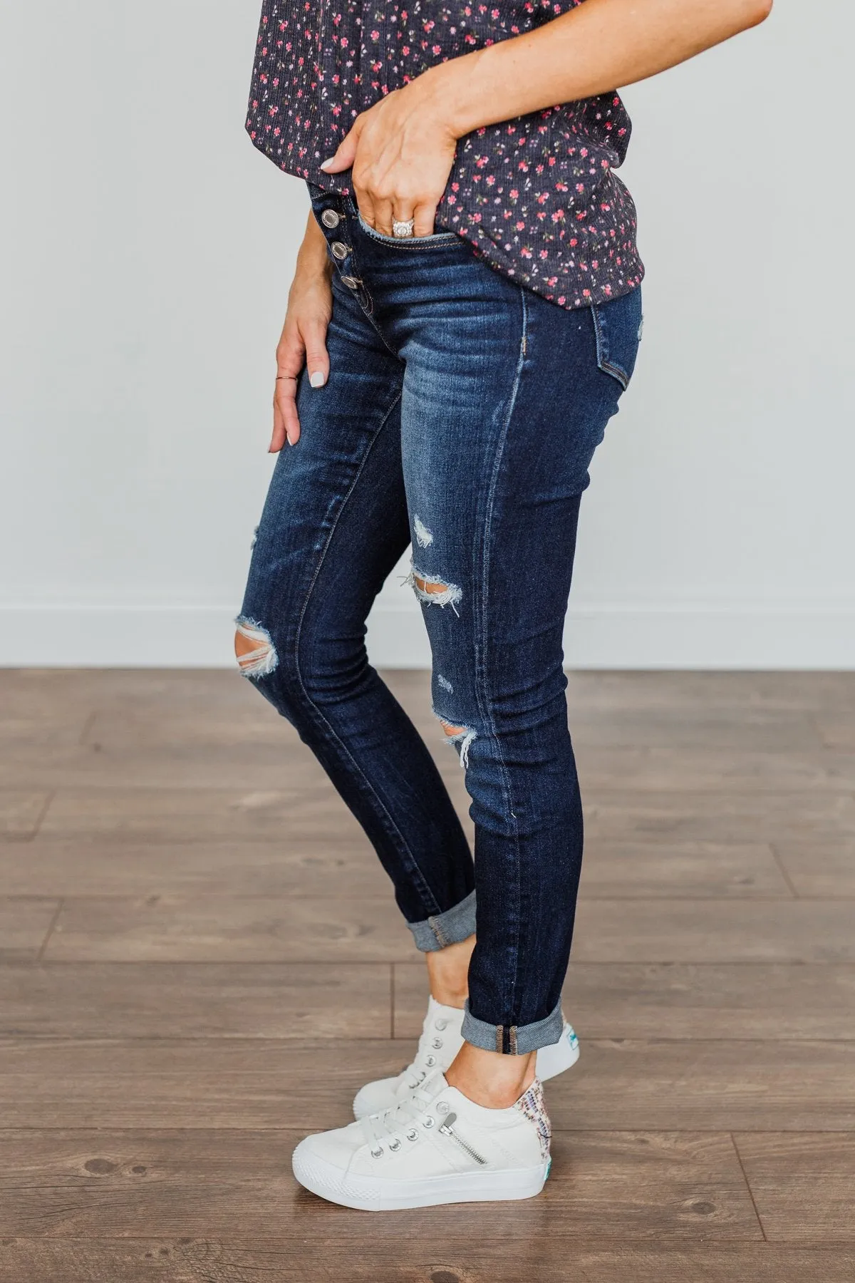 Vervet Mid-Rise Skinny Jeans- Dark Karina Wash