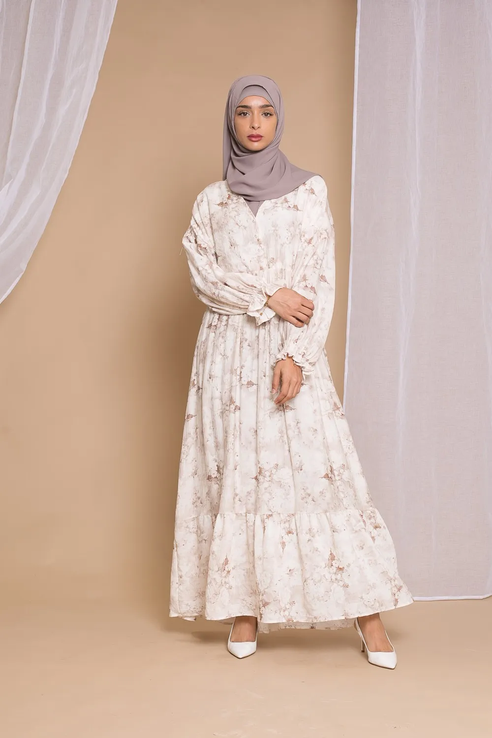 Vestido bohemio de algodón nude