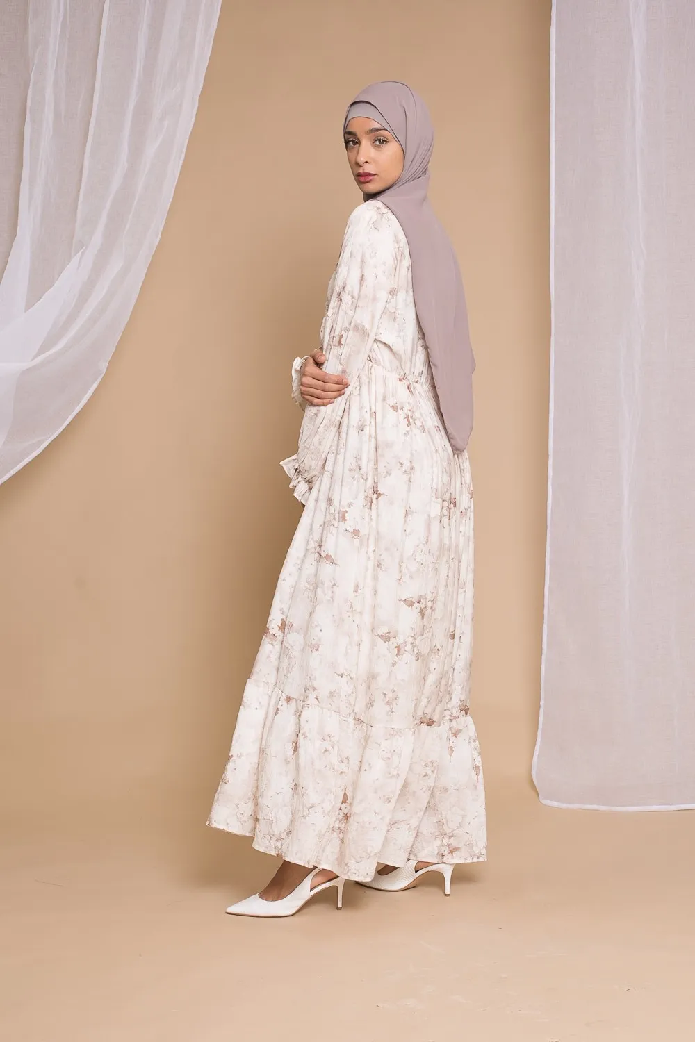 Vestido bohemio de algodón nude