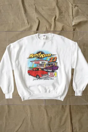 Vintage 2003 Jerzees Rod Run graphic white crewneck taille XL