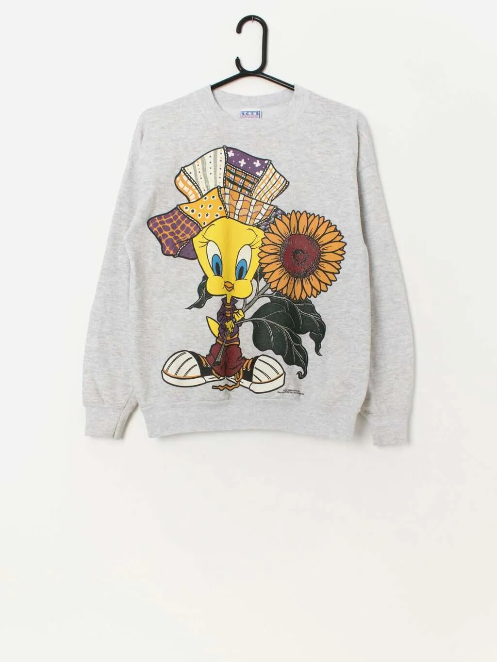 Vintage Tweetie Pie sweatshirt with sunflower graphic – Large