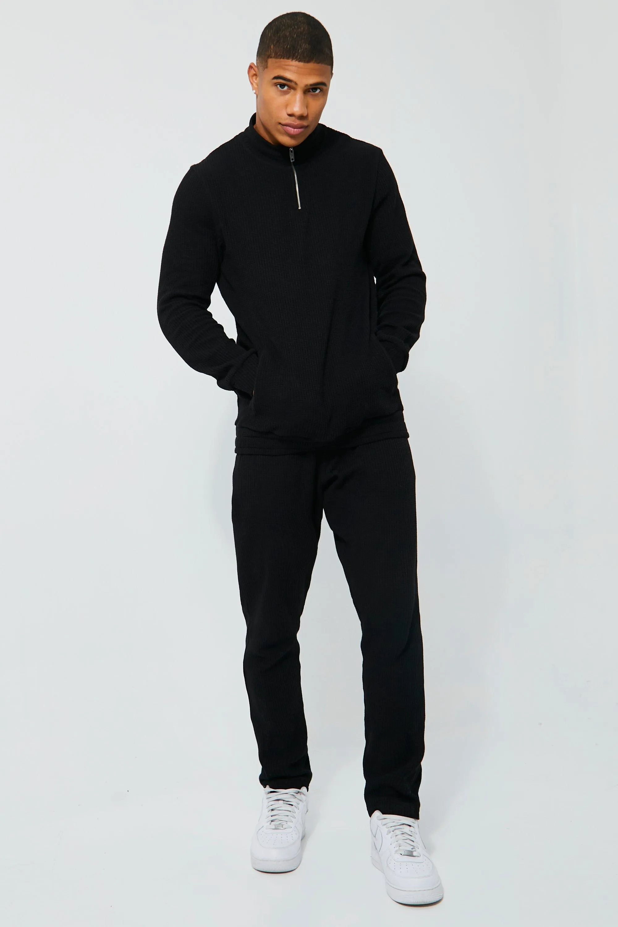 Waffle Funnel Neck And Jogger Set