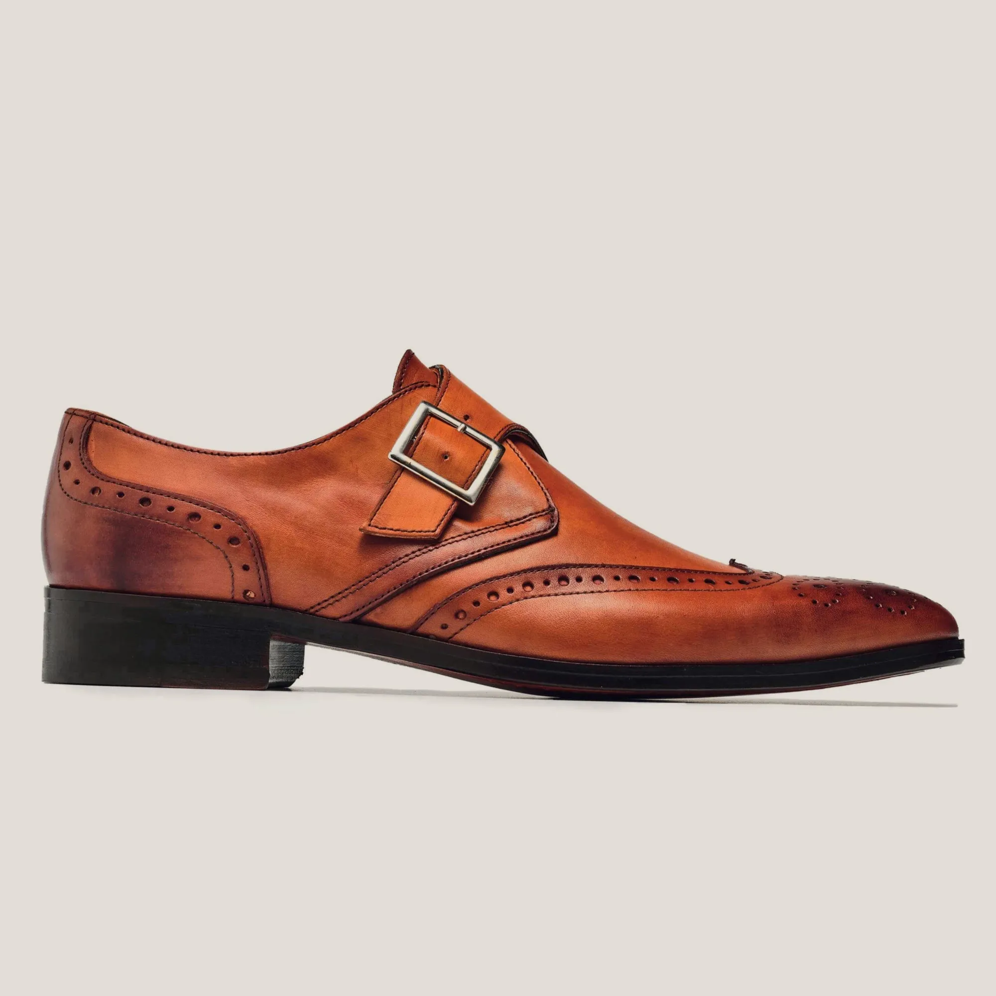 Washington Cognac Patina Leather Monk Strap Brogues