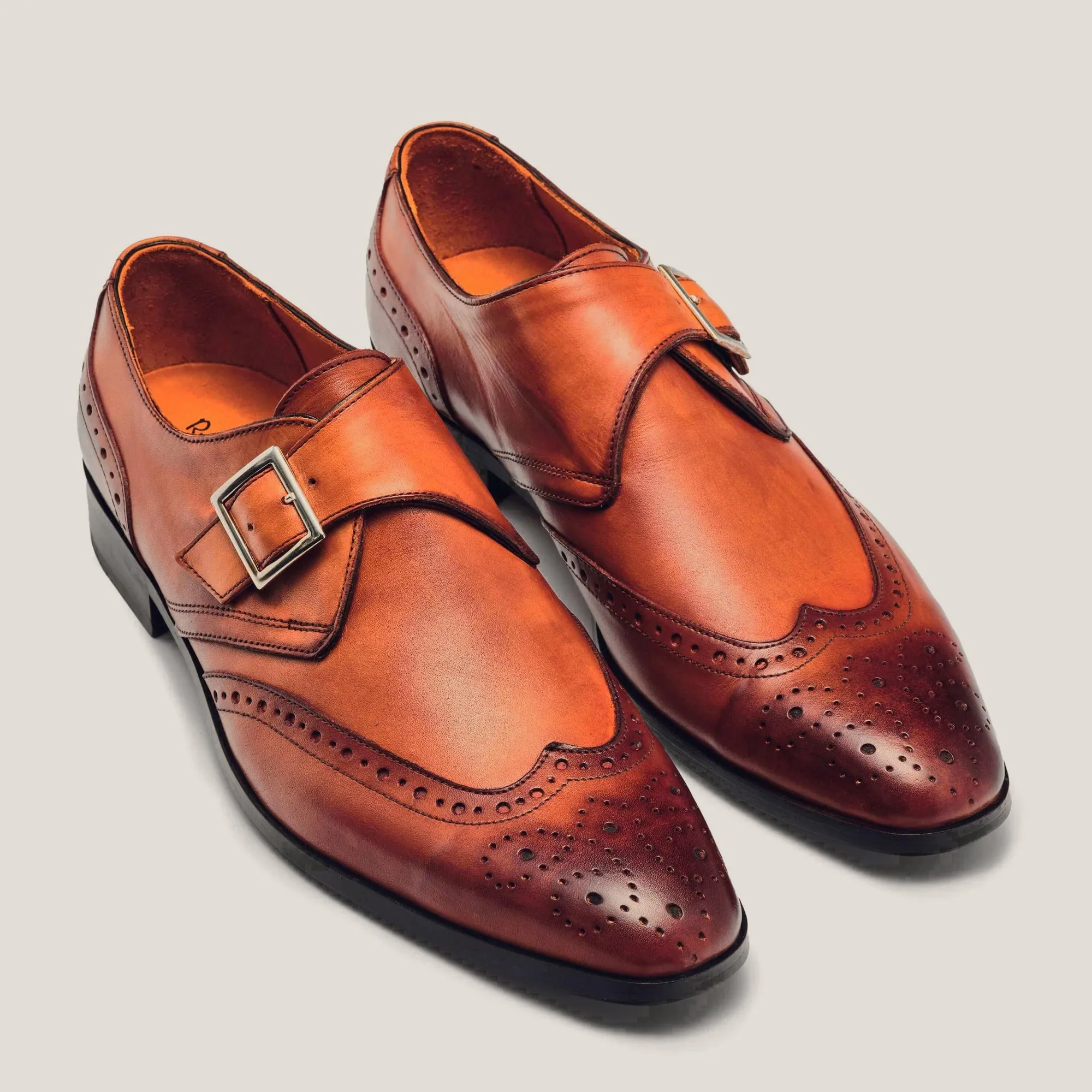 Washington Cognac Patina Leather Monk Strap Brogues