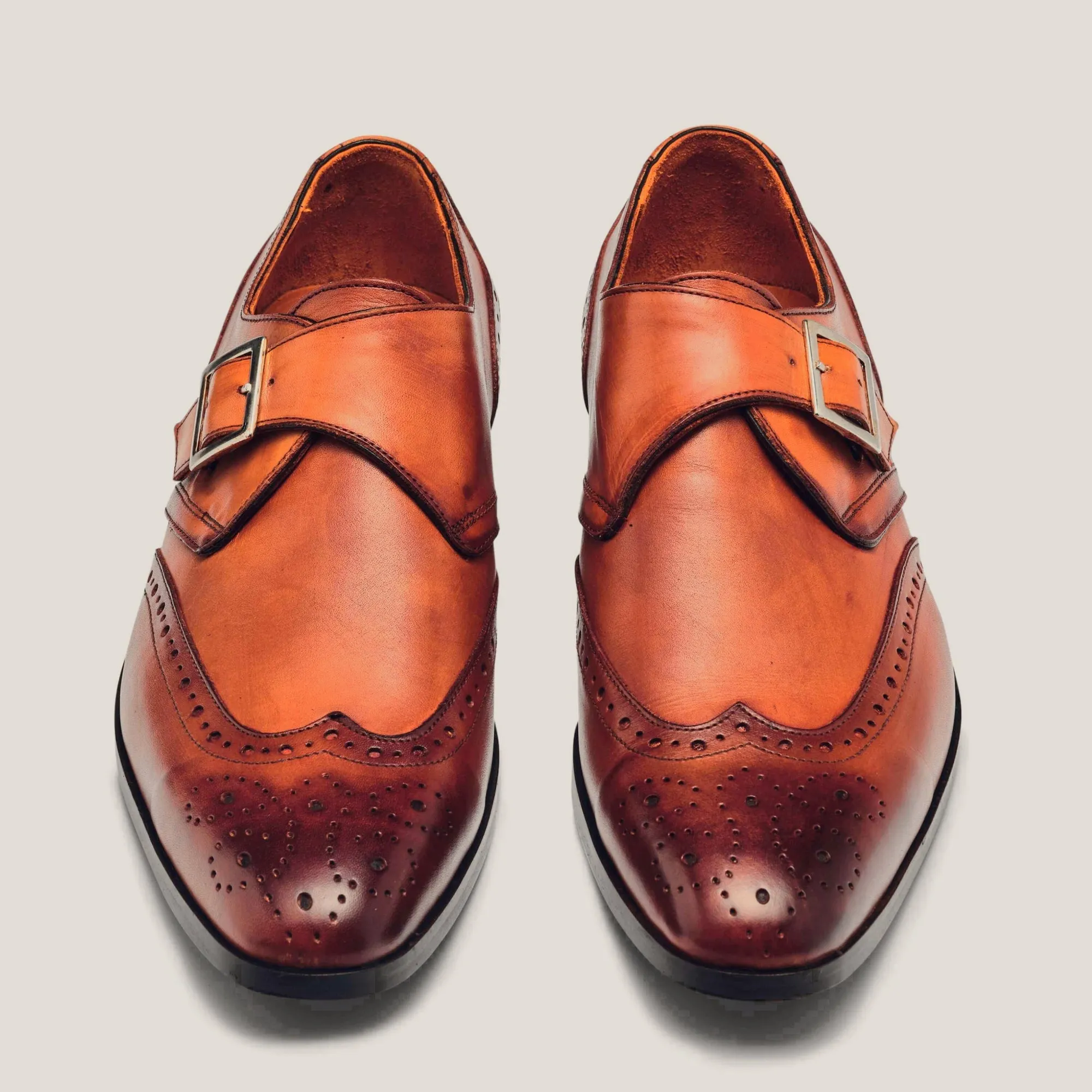 Washington Cognac Patina Leather Monk Strap Brogues