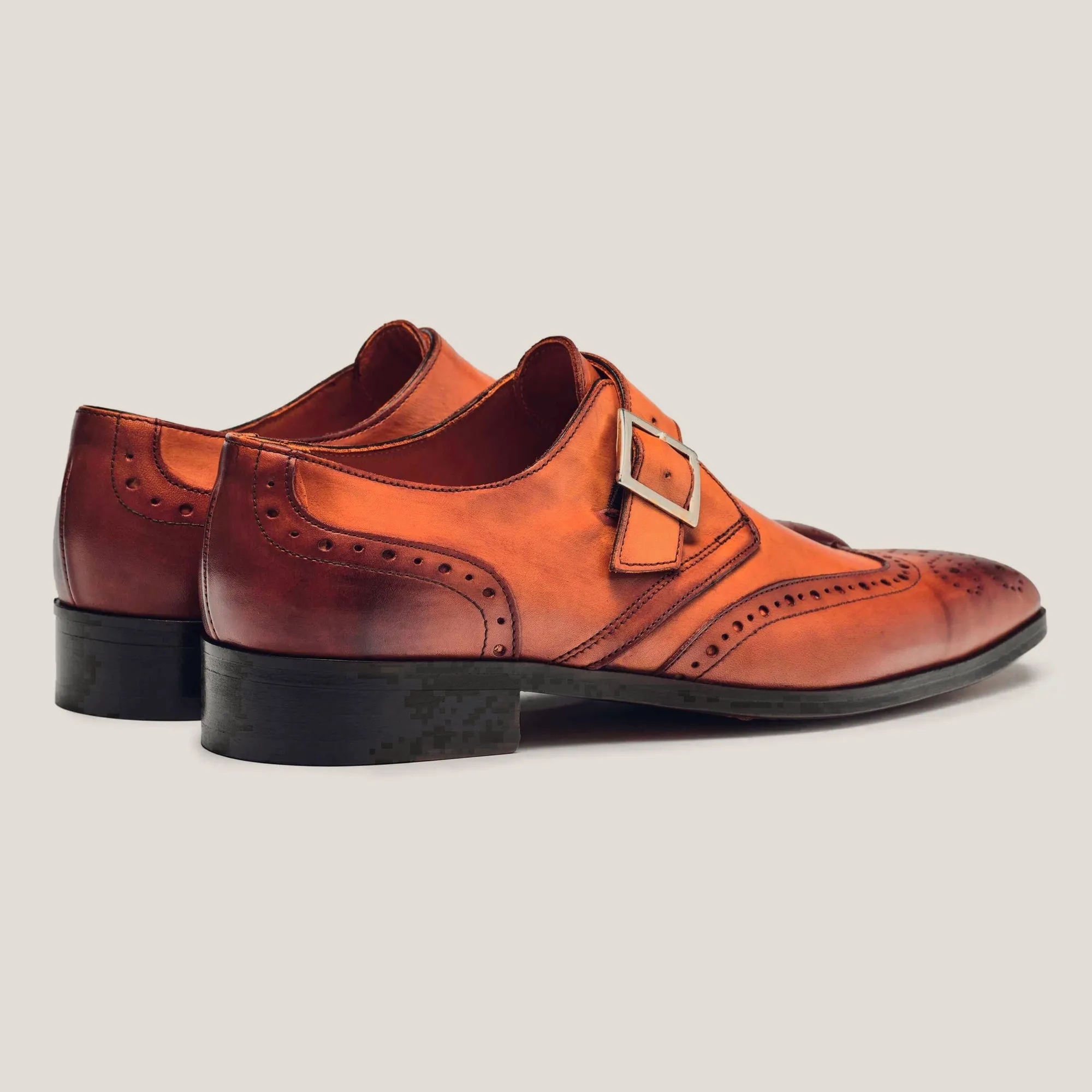 Washington Cognac Patina Leather Monk Strap Brogues