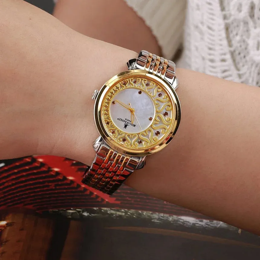 Women's Watch Japan Quartz 18K Vintage Fashion Wristwatch Butterfly Buckle Stainless Steel Strap