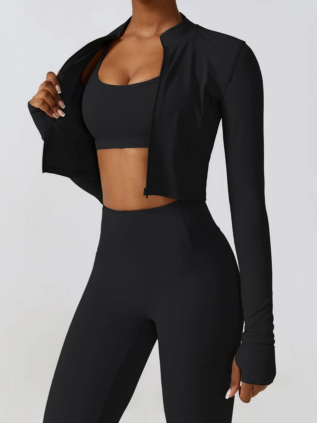 ZASUWA Female Cross Back Thumbhole Zipper Tracksuit